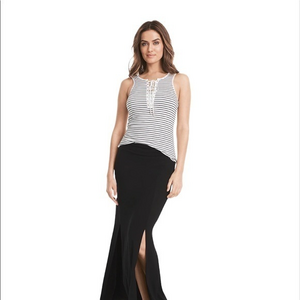 NWT White House Black Market Black Crossover Maxi‎ Skirt